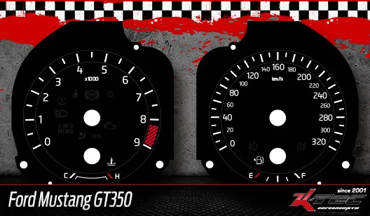 Tachoscheiben Ford Mustang  SHELBY GT350 // MPH NACH KM/H